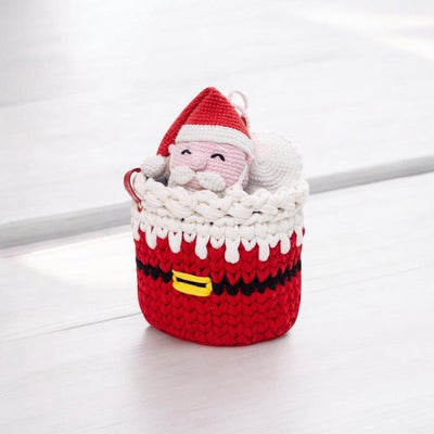 Red Crocheted Basket- Father Christmas Belly!