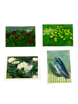 4-Piece Nature Art Card Set by Palestinian Artist