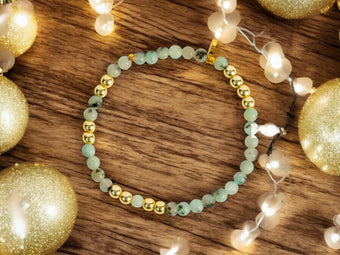 Friendship Morse Code Bracelets - Gold and Green