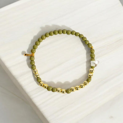 Strength Morse Code Bracelets - Gold and Army Green