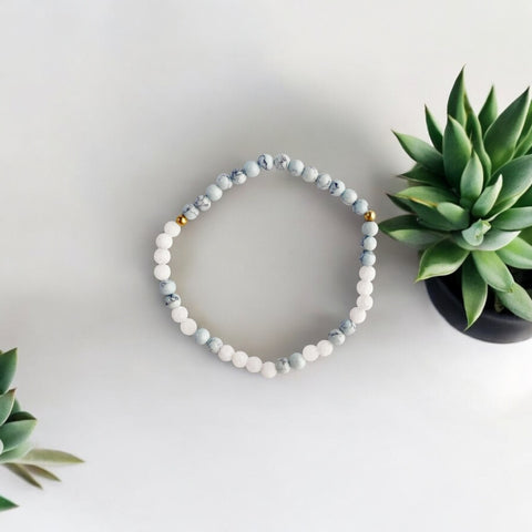 Gratitude Morse Code Bracelets - Light Blue and Neutral tones