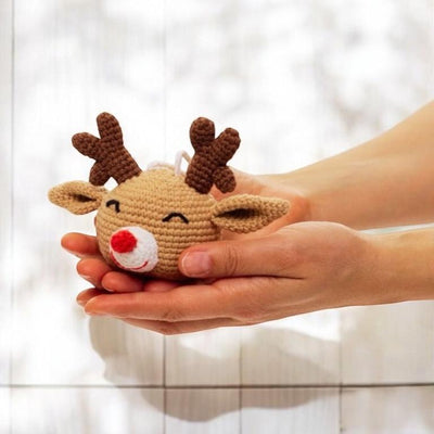 Hand crocheted reindeer decoration