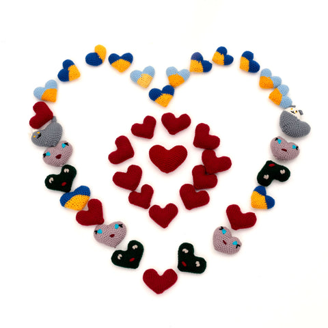 Hand knitted pocket hearts - Made by Ukrainian Artisans