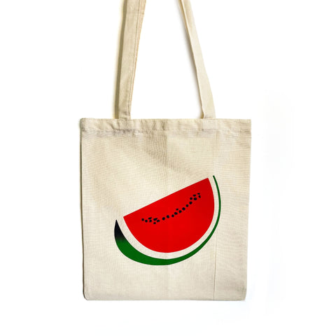Screen printed watermelon tote bag